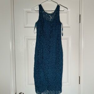 Blue, lace midi dress